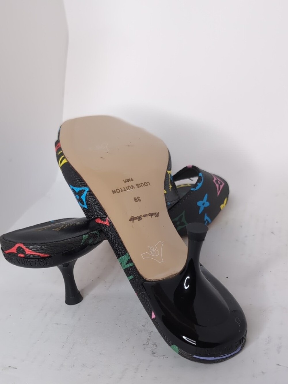 Black Multicolor Open-Toe Mules - Picture 6 of 7